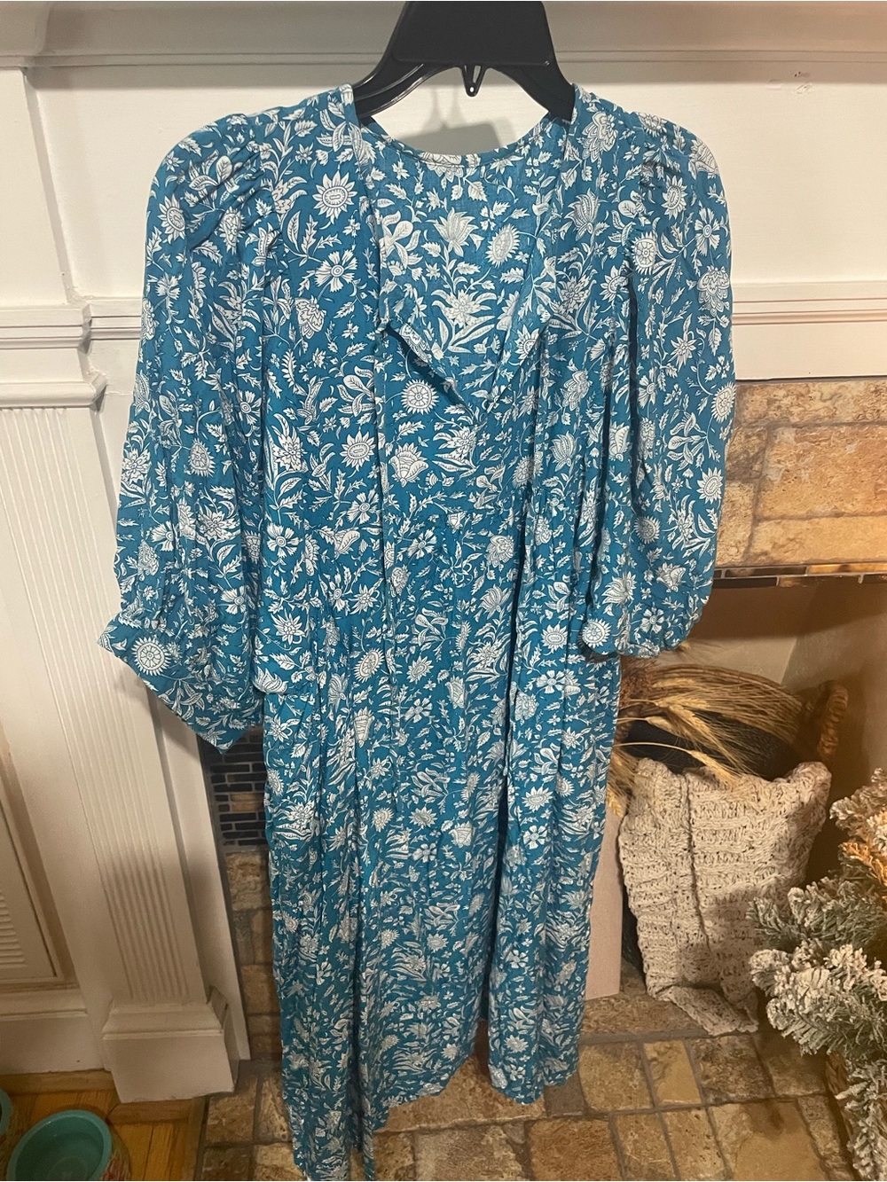 SHEIN Blue and White Floral Dress